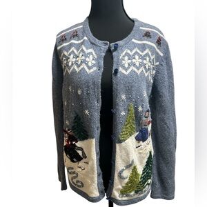 Women's Winter Scene Cardigan Sweater